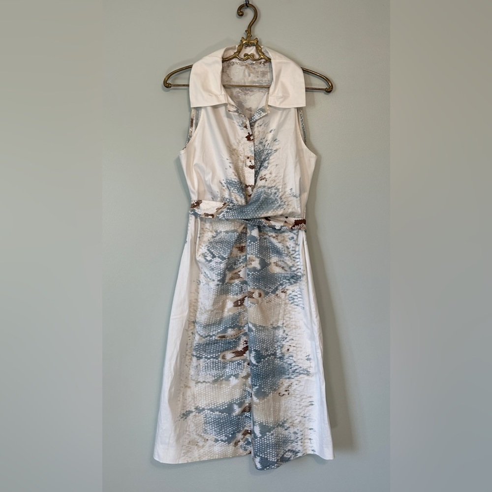 Elie Tahari beautiful gathered waist snake print midi dress